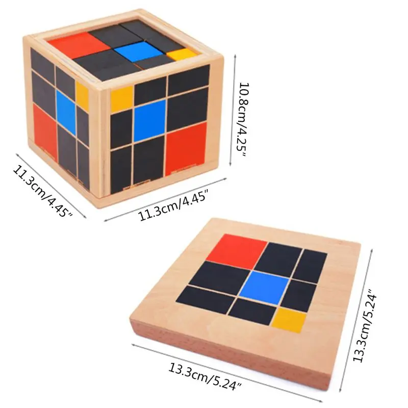 Free Shipping Early Learning Educational Toys Montessori Wooden Trinomial Cube for Toddlers|Монтессори| |