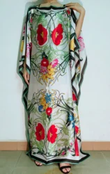 Unique European printed Silk KAftan Dresses length 132 cm x Bustline 132 cm  Beach dresses Dashiki African dresses for women