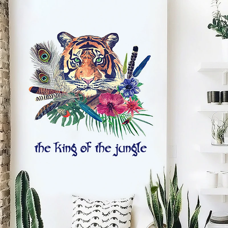 Креативная Наклейка на стену с головой тигра самоклеящаяся наклейка Король