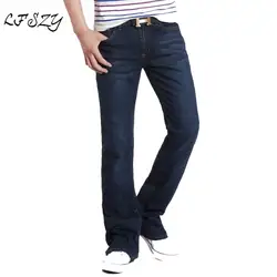 Джинсы мужские 2019 осенние мужские Новые микро роговые джинсы мужские стрейч тонкие темно-синие джинсовые рога брюки больше размеров 27-35 36