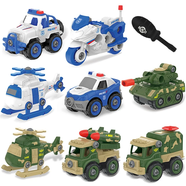DIY Hand Assembled Car Toys Pull Back Military Vehicle Mini Models Motorcycle Tank Toy Detachable Kids Educational Puzzle Toys 5