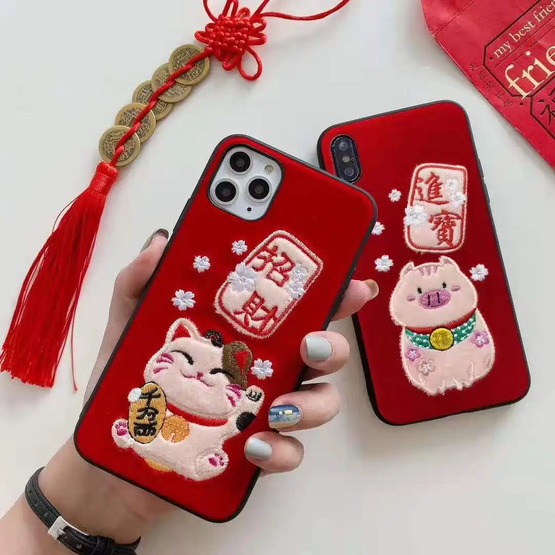 Чехол для iPhone 11 Pro Max Cute Fortune Cat задняя крышка с плюшевой Свинкой XS XR 6 7 8plus Maneki Neko Shell|