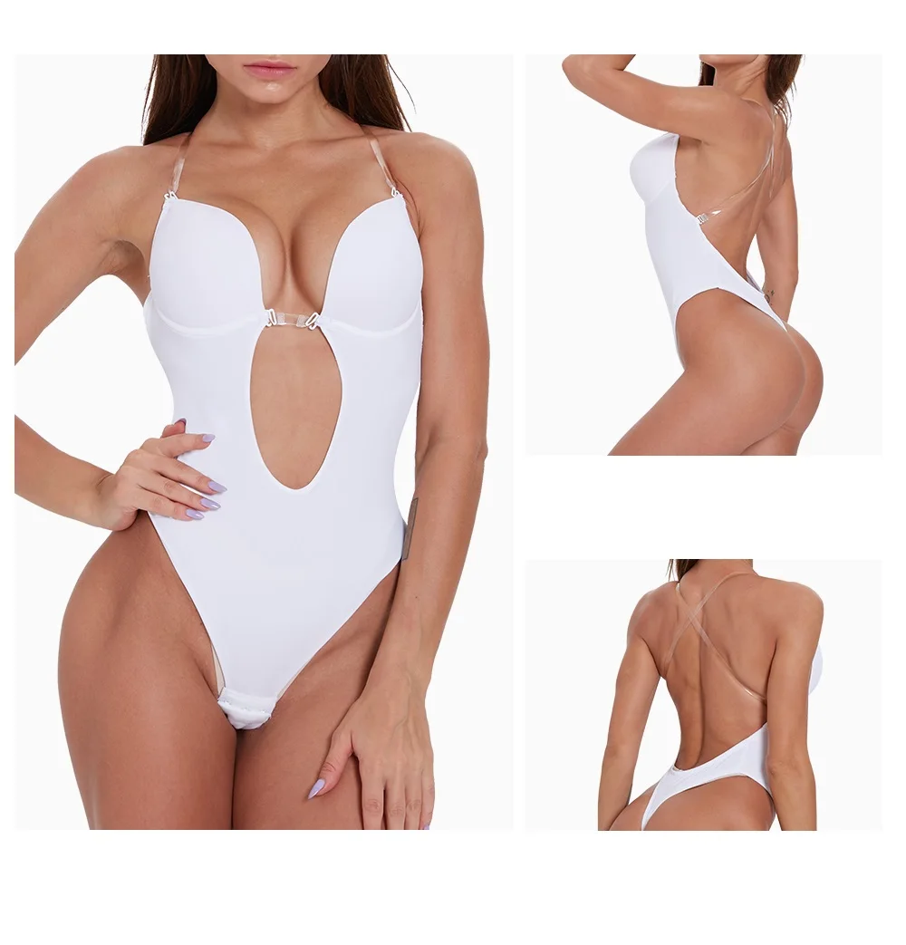 Body Shaper с глубоким v-образным вырезом женские вечерние платье нижнее белье с вырезом на спине, сексуальные, модные, u-образные, бюстгальтер с глубоким вырезом стринги боди для похудения белье бесшовное корректирующее белье