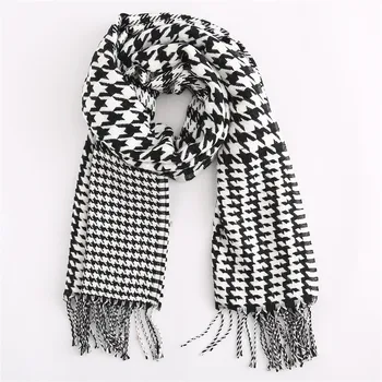 

Western Style Autumn And Winter Fashion Solid Color Thousands of Birds Long Tassled Warm Multi-functional Faux Cashmere Scarf Sh