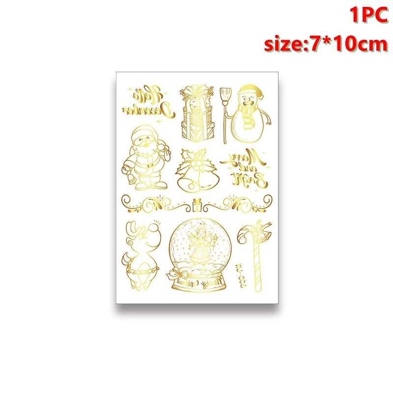 Gold Stickers 3 Taoup 1 шт. бумажные рождественские наклейки Санта-Клауса съемные рождественские тату-наклейки Navidad украшения Рождественский Декор для дома Noel - Цвет: Gold Stickers 3