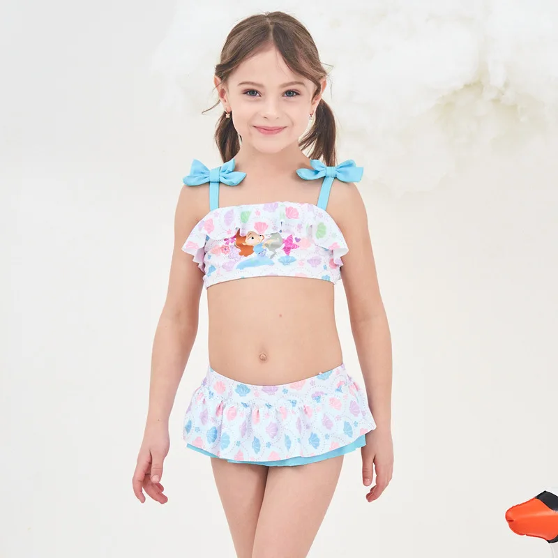 

2019 Europe And America New Style Hot Sales Split Type Bikini Bathing Suit Bow Flounced Girls Baby Girls KID'S Swimwear