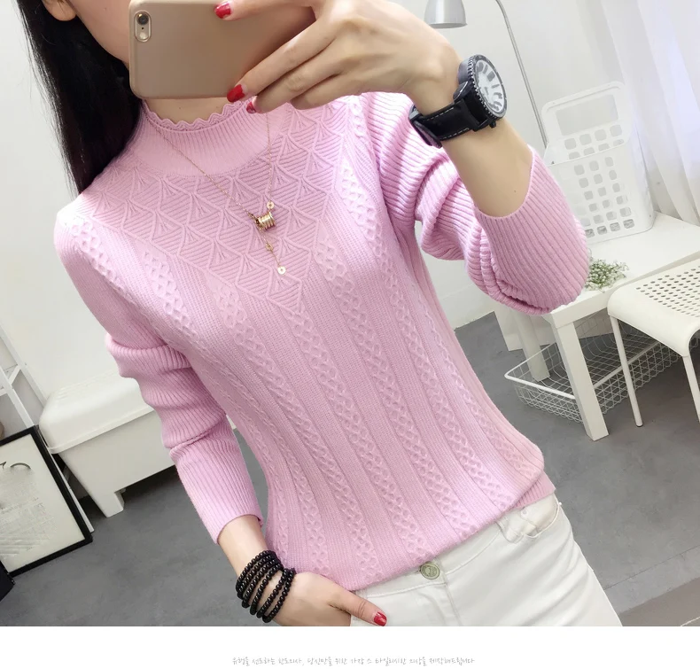 New Tide Autumn Winter Fashion Women Sweater Elastic Solid Turtleneck Sweater Women Slim Sexy Tight Bottoming Knitted Pullovers