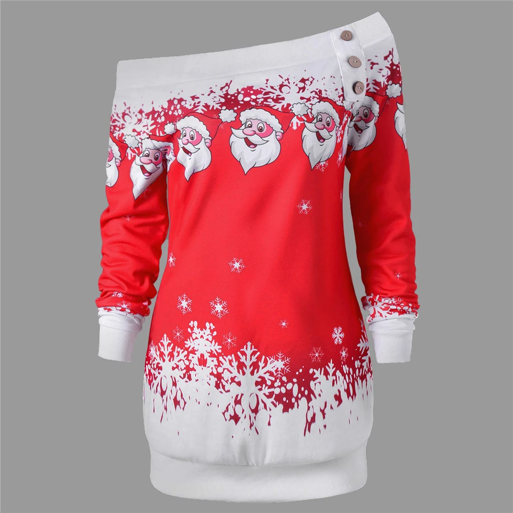 Мини платье на одно плечо футболка Merry Christmas Женская L-2XL из мягкой ткани