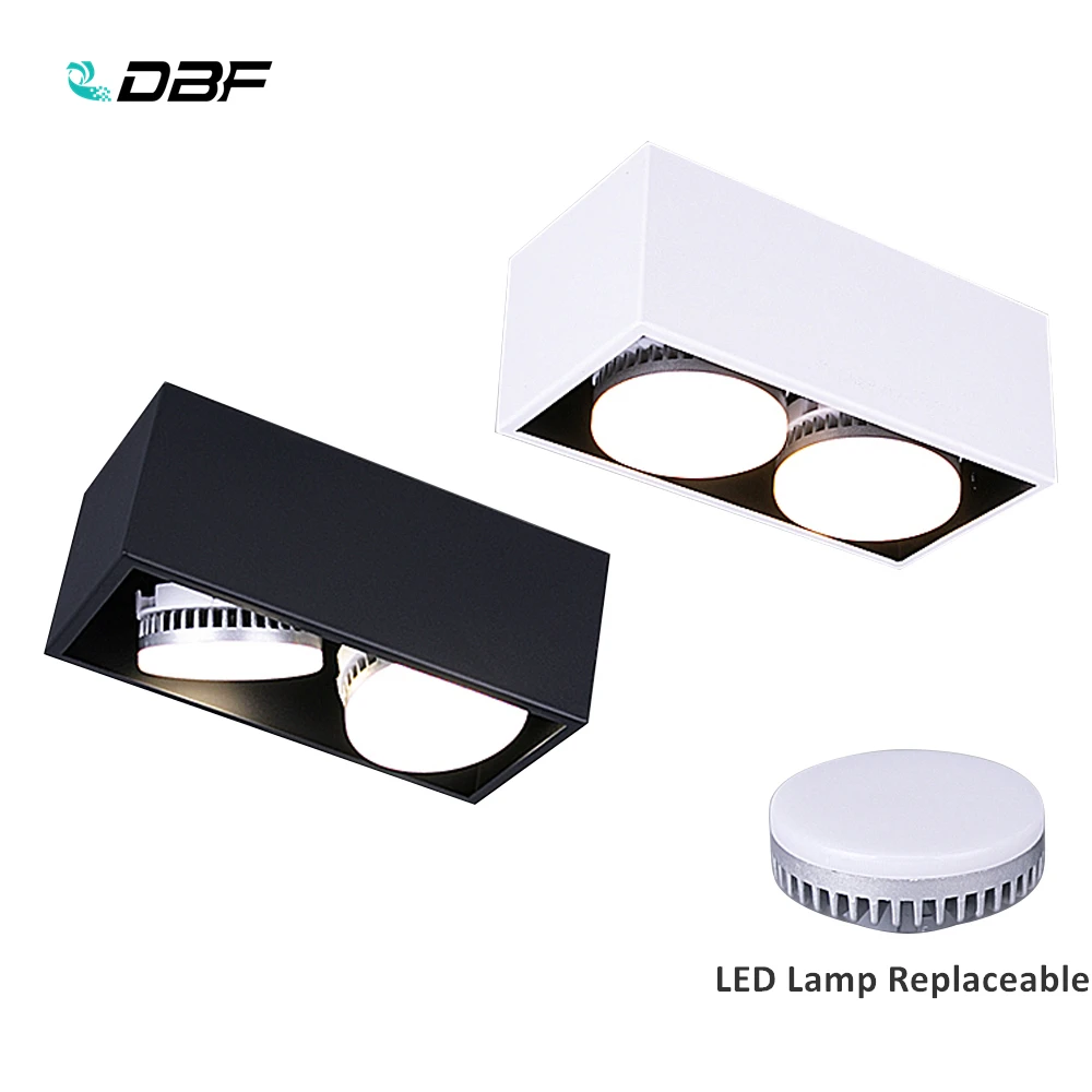 

[DBF]Double Light Square LED Surface Mount Downlight + Replaceable LED Lamp 14W 18W 24W LED Spot Light for Living room Bedroom