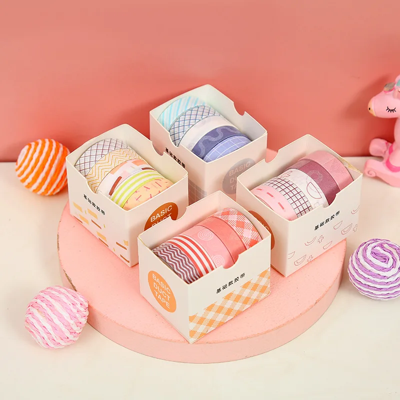 

5 PCS Multi-color Macaron Morandi Color Washi Paper Masking Tape Set for Scrapbooking Decoration Journal DIY Material