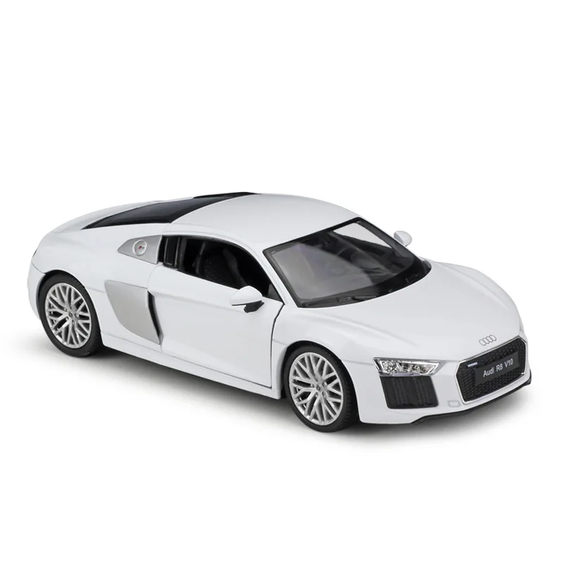 Welly 1:24 Audi R8 V10 белый автомобиль сплав модель автомобиля Моделирование Украшение автомобиля коллекция Подарочная игрушка Литье под давлением модель игрушка для мальчиков