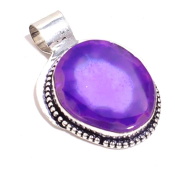 

Solar Agates Pendant Silver Overlay over Copper , 45 mm, P6972