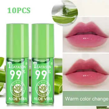

Nourishing aloe vera lip gloss moisturizing transparent liquid changing protect lips make color tslm1 lipstick natural up J6U5