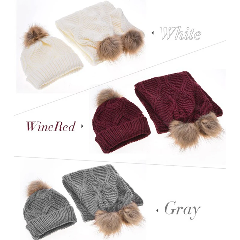 

Women's Knitted Hat Cap Wool Warm Scarf Thick Windproof Balaclava Autumn Winter Multi Functional Hat Scarf Set For Women