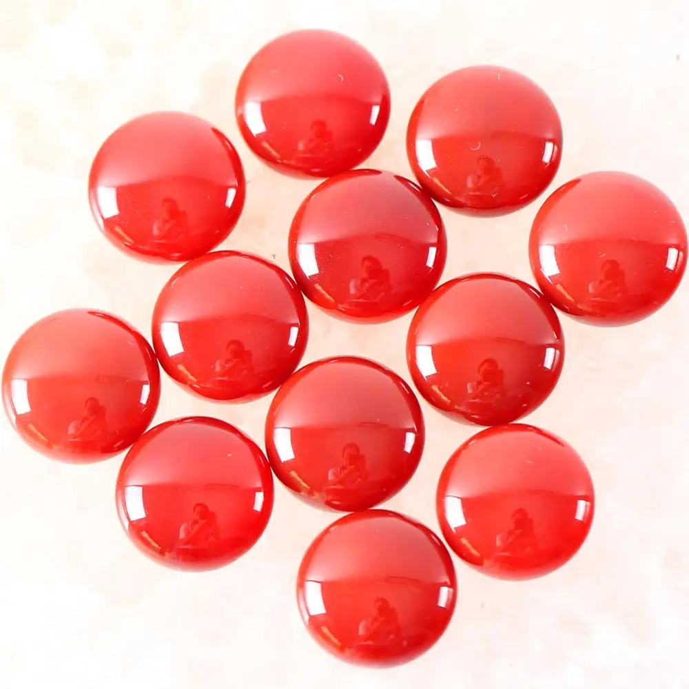 

12MM 16MM Round CAB Cabochon Natural Gem Stone Red Carnelian No Drilled Hole Beads For Jewelry Making Bracelet Earring 10Pcs
