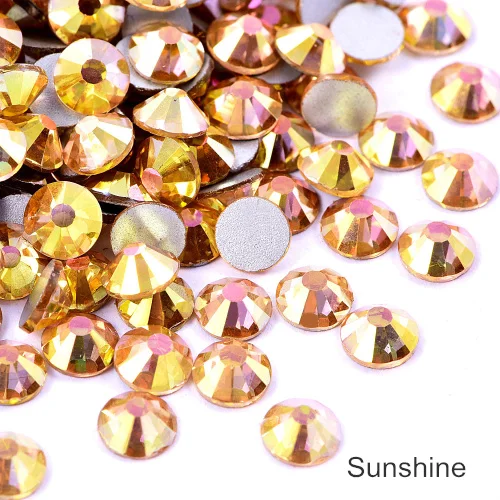 Sunshine 2028 с разноцветными кристалами, не требуют горячей фиксации Стразы с плоской задней Стекло Стразы Non HotFix Стразы для нейл-арта украшения B3398 - Цвет: Sunshine