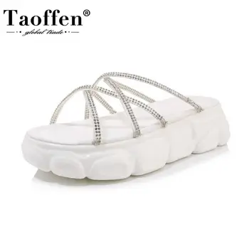 

Taoffen Size 29-43 Summer Slip On Sandals Fashion Bling Women Shoes Thick Bottom Sandals Flip-Flops Casual Daily Slippers