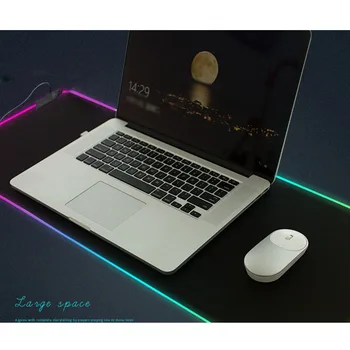 

Gaming Computer Accessories Led Illuminated Low Resistance Home Office Universal Mouse Pad RGB Keyboard Laptop Oversized Glowing