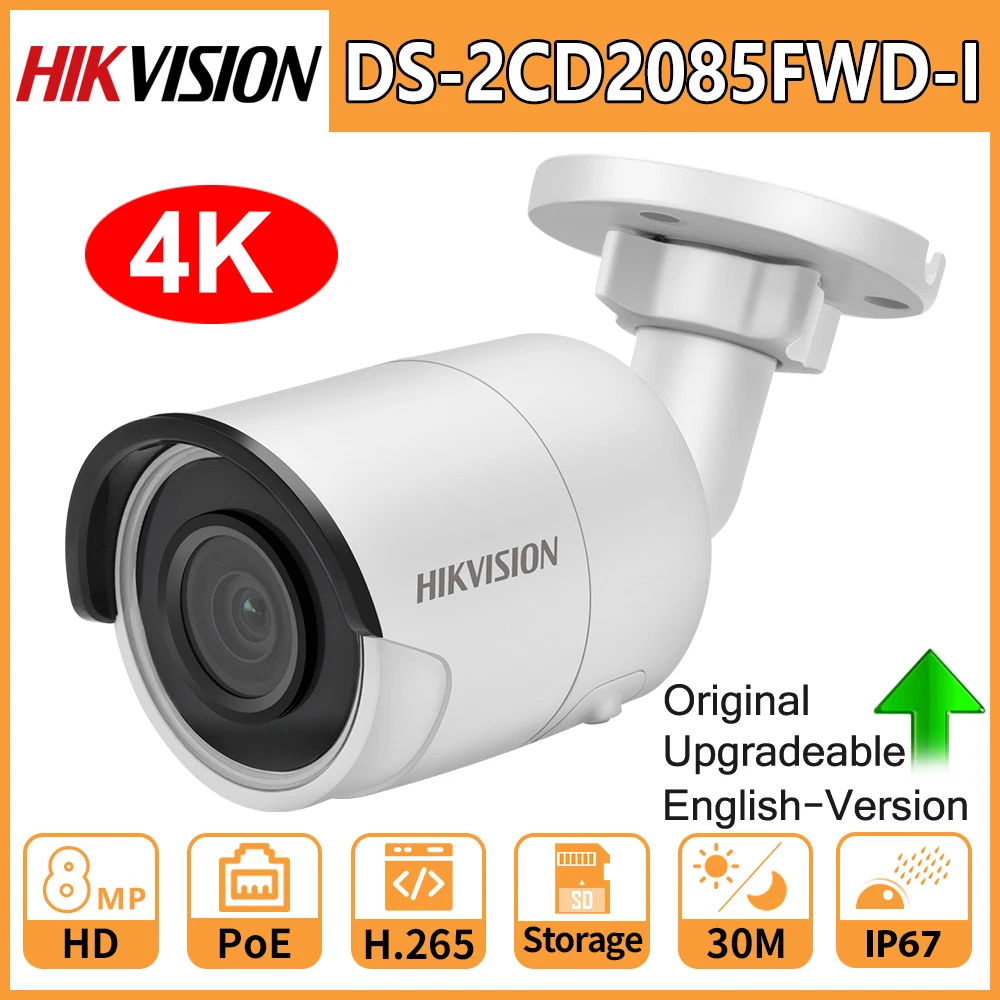 Hikvision оригинальная 8MP 4K IP камера DS 2CD2085FWD I IR 30M фиксированная пуля Camara PoE CCTV Сетевая