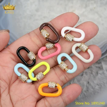 

5Pcs Boho Enamel Oval Pendant Components Clasps DIY,Enamel Spiral Lock Connector Clasps For Bracelet Necklace Jewelry DIY Making