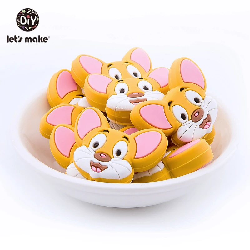 19GJ0445 Let'S Make, 20 шт., детские силиконовые бусины для собак, грызунов, мини, сделай сам, соска, клипса, цепочка, ожерелье, подвеска, жевание, Прорезыватель зубов, Детская Игрушка прорезыватель - Цвет: 19GJ0445