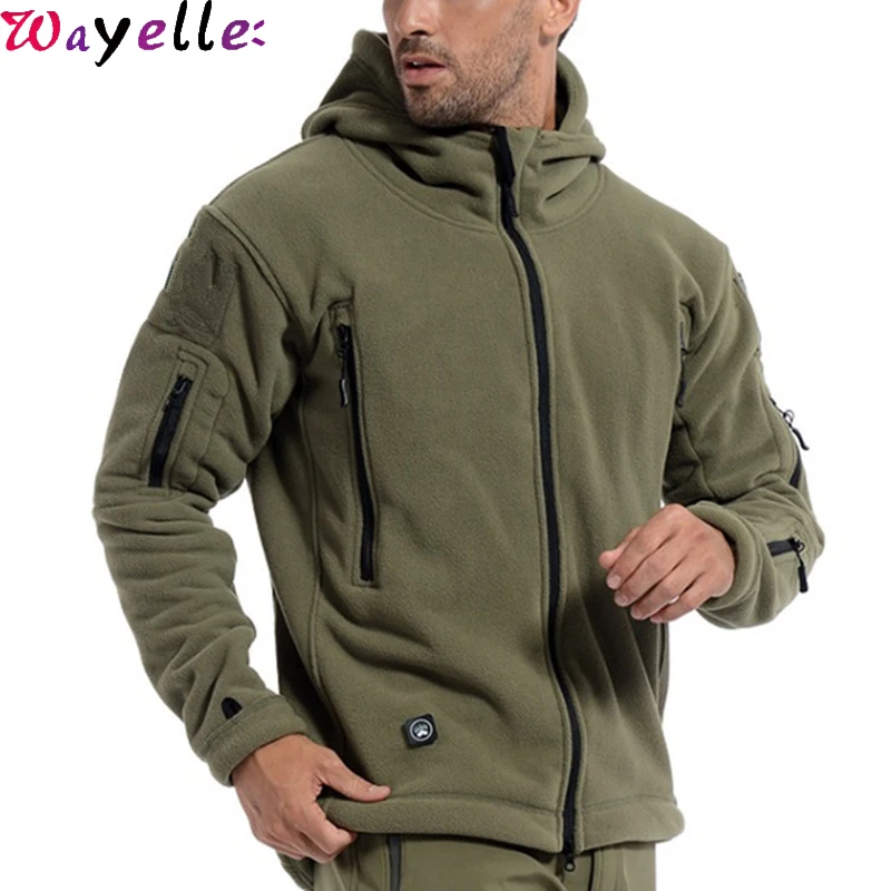 

US Military Fleece Tactical Jacket Men Winter Thermal Outdoor Warm Hooded Jacket Coat Men Softshell Hike Outerwear Army Jacket