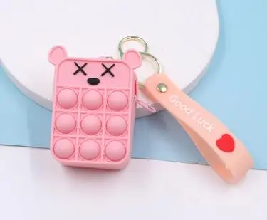 New Popit Mini Money Wallet Fingertip Toys Push Bubble Popite Pendant Bag Hot Sale Adult Decompression Toys Children Anti-Stress SS 14