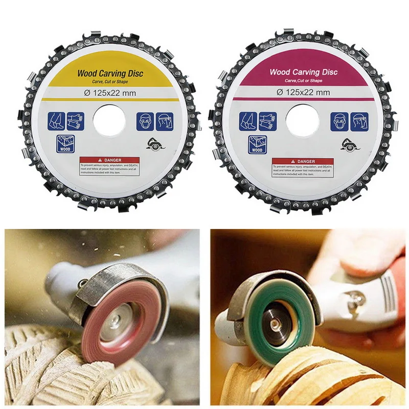

Urijk 1 Pcs 5 Inch Wood Carving Disc Diameter 22mm Grinder Chain Disc 14 Teeth Chain Disc for Angle Grinders Cut Carve Shape