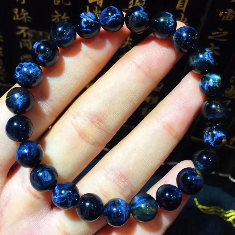 

8.5mm Natural Yellow Blue Pietersite Fire Chatoyant Gemstone Round Beads Bracelet For Women Men Crystal AAAAA Certificate
