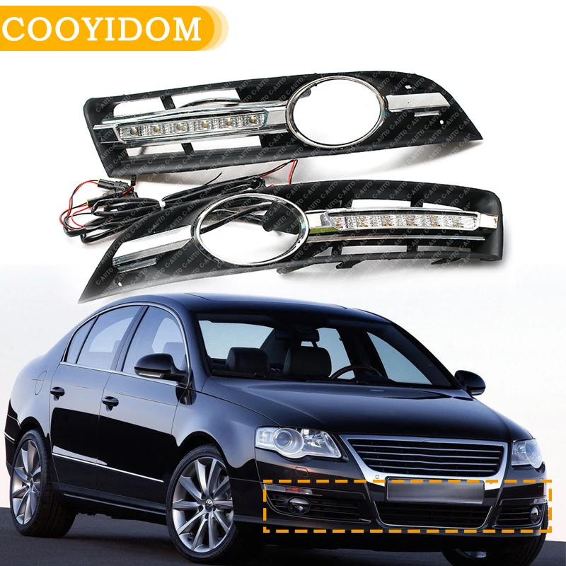 COOYIDOM 2 шт. светодиодный DRL для VW Passat B6 2006-2011 Автомобильный Стайлинг Дневной ходовой