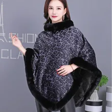 2020 inverno tricô gola redonda imitação de coelho rex suéter de pele feminino estampa de leopardo capas de pelúcia poncho plus size casaco pulôver