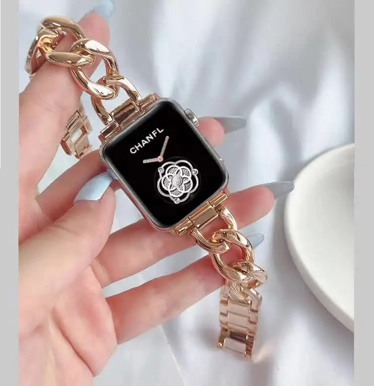 Элегантный ковбойский ремешок из нержавеющей стали для Apple Watch 40 мм 44 38 42 браслет