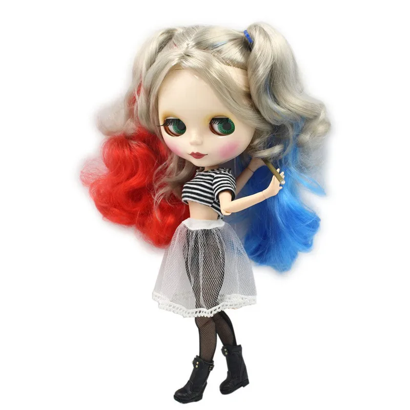 Ледяной обнаженный завод Blyth кукла Харли Куинн No.260BL3167/1061/6208 красный синий микс