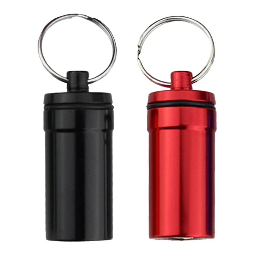 2pcs Small Pill Jar Box Medicine Case Holder Container Organizer Keychain