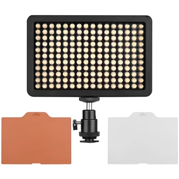 

LED Video Light Camera Photo Light Panel Bi-Color 3200K-5600K with Cold Shoe Adapter White Orange Filter Photography Lighting