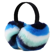 Милые радужные женские наушники, новинка, имитирующие кроличью шерсть, теплые аксессуары, Осень-зима, высококачественные плюшевые модные наушники