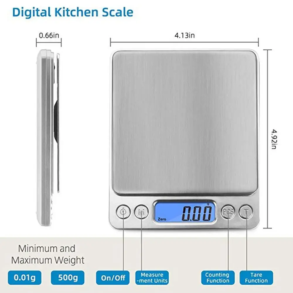Digital Kitchen Scale Multifunction Rechargeable Food Scale with LCD Display High Accuracy Portable Food Scale