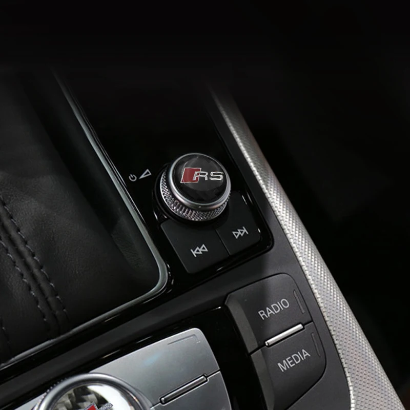 1 шт. 18 мм для Audi a3 a4 a5 a6 s4 s5 s6 s7 c5 c6 b7 b8 q3 q5 углеродного волокна салона управления стикеры наклейки для кнопок мультимедиа Стикеры
