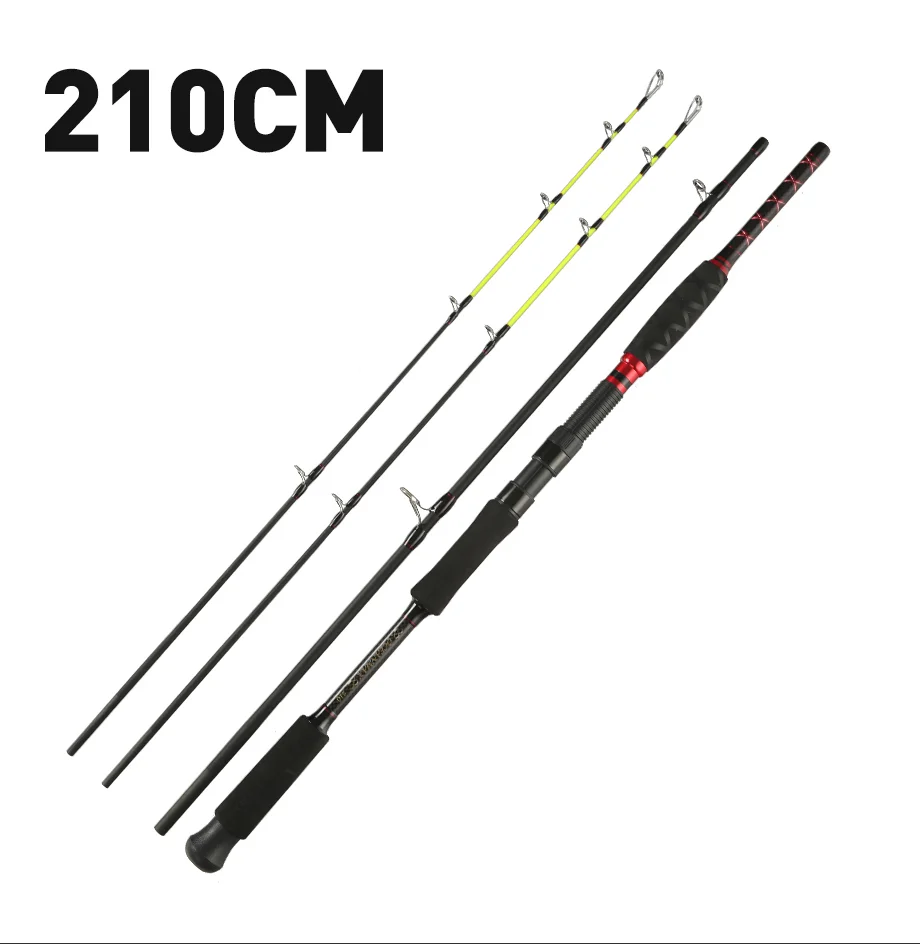JOHNCOO 2,1, 2,4, 2,7, 3,0 м для большой игровой спиннинговой удочки, 30-200 г, соленая вода, 2 наконечника, удочка для лодки, удочка для серфинга, рыболовные снасти