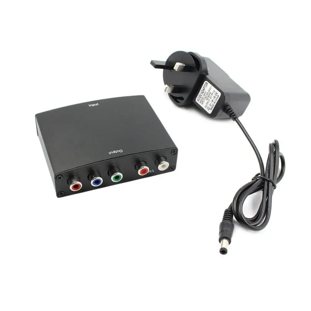 UK Plug 1080P HDMI RGB К YPbPr компонентный кабель RGB видео конвертер+ R/L аудио адаптер преобразователь усилителя с адаптером питания - Цвет: UK Plug