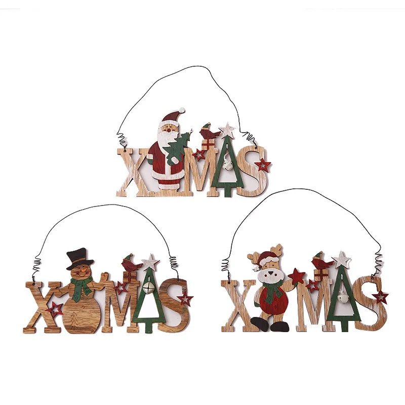 

New Xmas Wooden Ornament Christmas Decoration Pendant New Year Home Decoration 3D 2019 Xmas Christmas Tree Hanging Ornament