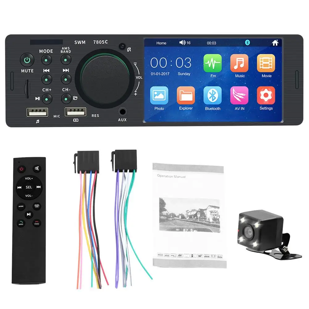 Автомагнитола 1 Din 4 дюйма TFT FM радио Bluetooth мультимедийный mp5 плеер BT4.0 USB AUX RCA