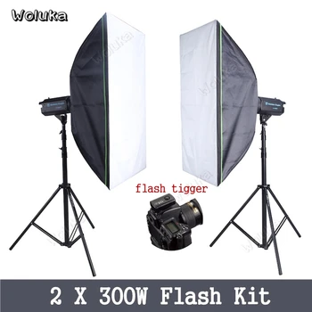 

Studio 2 Flash Set 300W GN50 Product Photography Lighting Kit Photo Soft Light Box Portrait Commercial Shooting CD50 T10