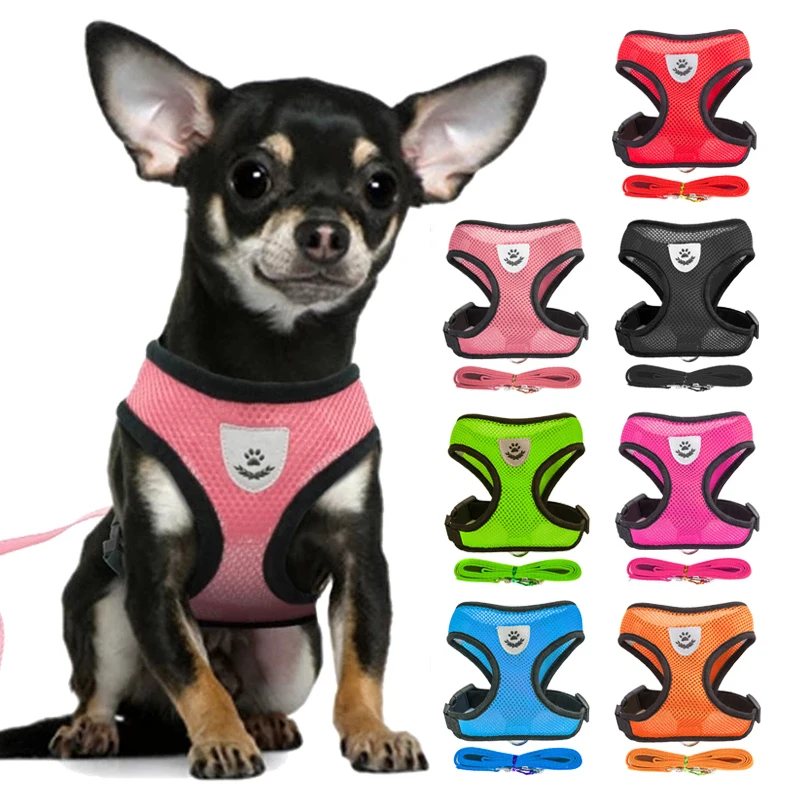 inflatable dog collar Dogs Puppy Harness Collar Cat Dog Adjustable Vest Walking Lead Leash Soft Breathable Polyester Mesh Harness For Small Medium Pet dog collars orange	