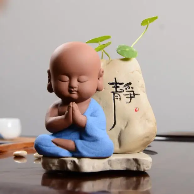 Cena Ceramiczny wazon mały mnich wystrój blat wazon mały budda doniczka roślin Bonsai hydroponicznych dekoracji wnętrz akcesoria