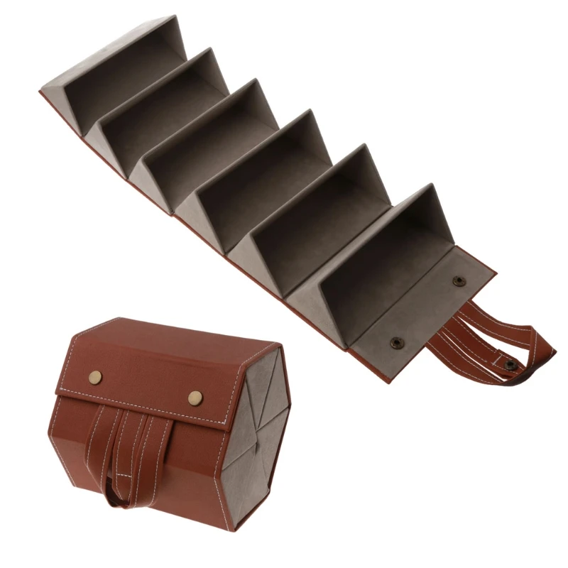

6 Slots Foldable PU Leather Sunglasses Eyeglasses Travel Organizer Case Multiple Hanging Eyewear Holder Display