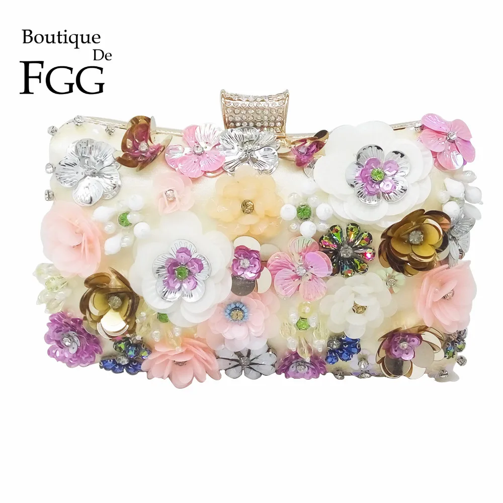 Женская вечерняя сумочка Boutique De FGG многоцветная Сумочка клатч с цветами для