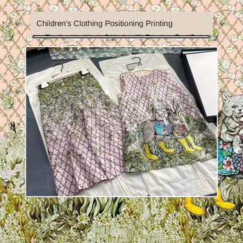 

Fine twill fabric children's fall/winter cow and sheep animal cartoon set digital printing skirt clothing diy high set fabric