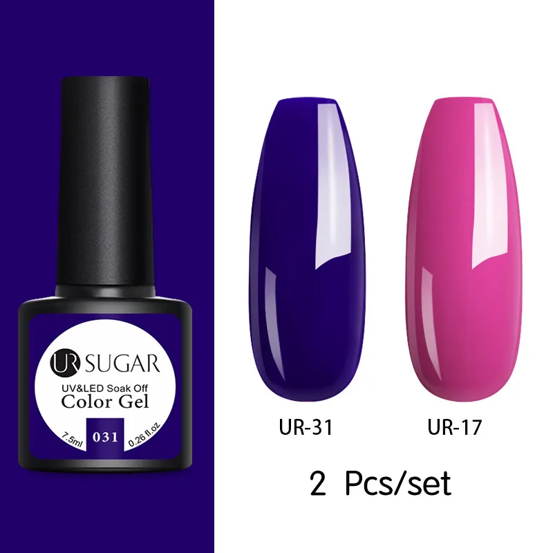 2pcs set22 Ur Sugar 2 шт. набор гель-лаков для ногтей цвет светодиодный Гель-лак для ногтей Полупостоянный лак для ногтей Блестящие Блестки Гелевые наборы - Цвет: 2pcs set22