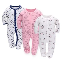 Combinaisons d'automne pour bébés, barboteuse à manches longues avec animaux de dessin animé, pour filles et garçons, vêtements pour nouveau nés, 3 pièces/lot